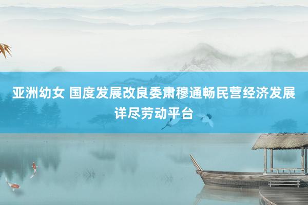 亚洲幼女 国度发展改良委肃穆通畅民营经济发展详尽劳动平台